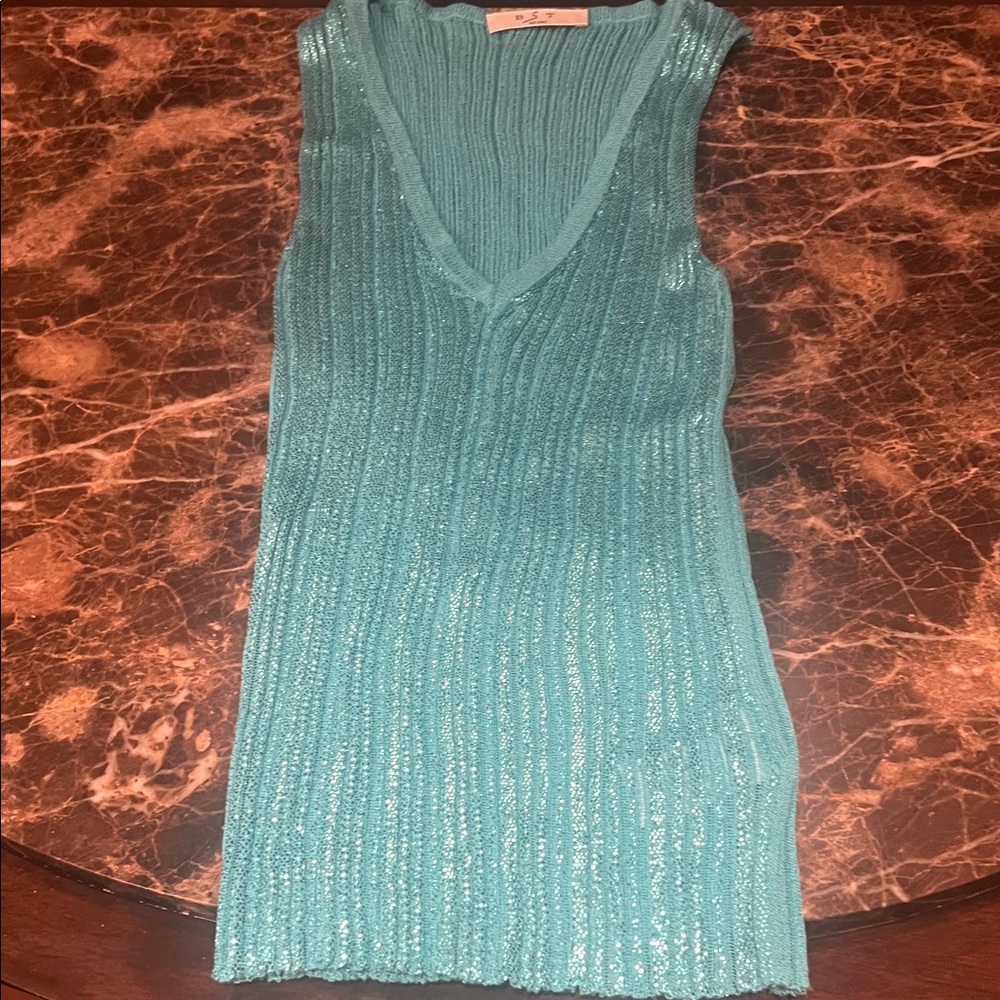 Milano Teal Ribbed Tank Top